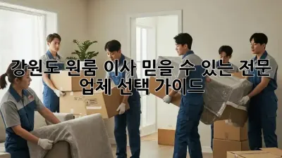 강원도 원룸 이사, 믿을 수 있는 전문 업체 선택 가이드